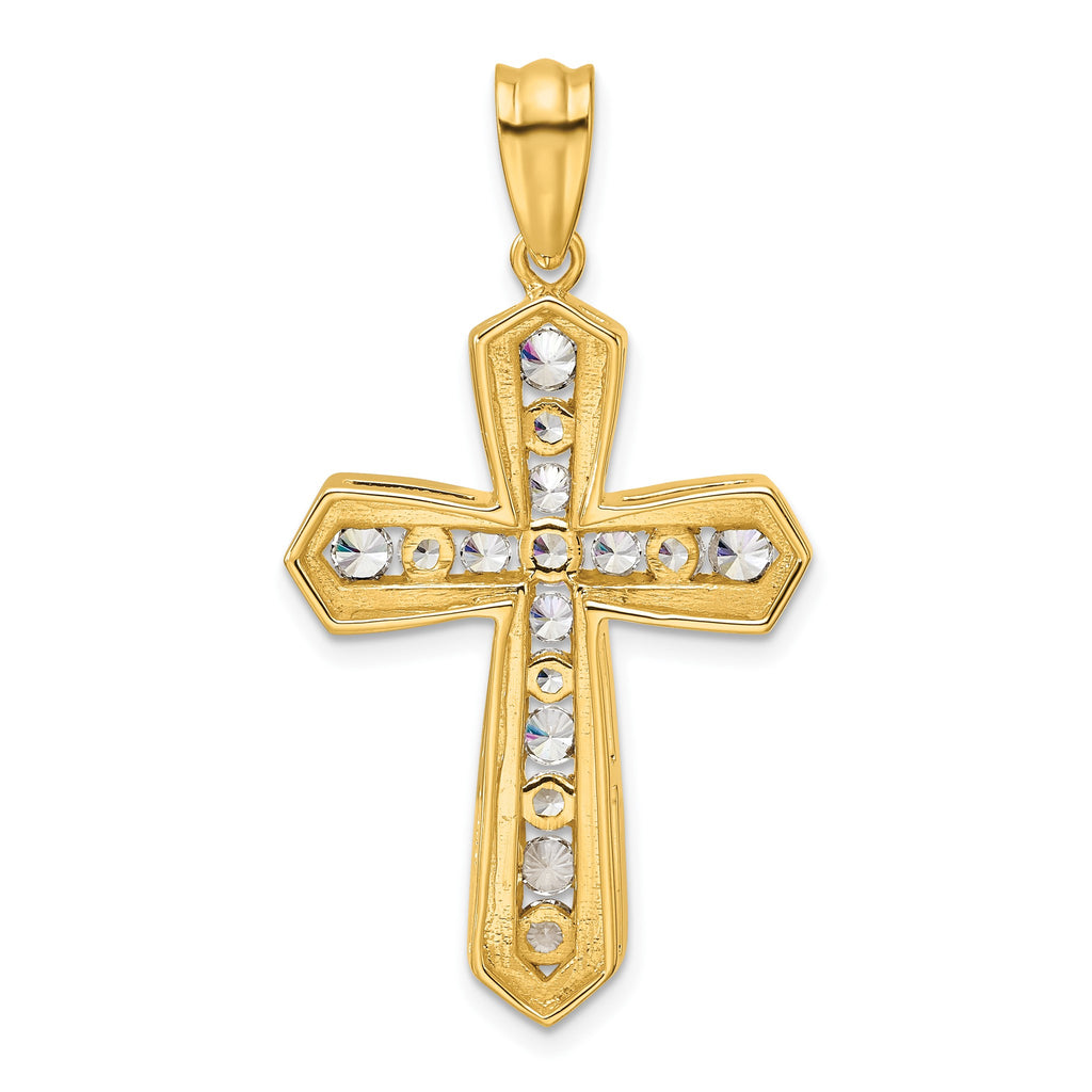 Lab-Grown Diamond Cross Pendant in 14K Yellow Gold, 30mm (1 ct. tw.) - Sophia Jewelers