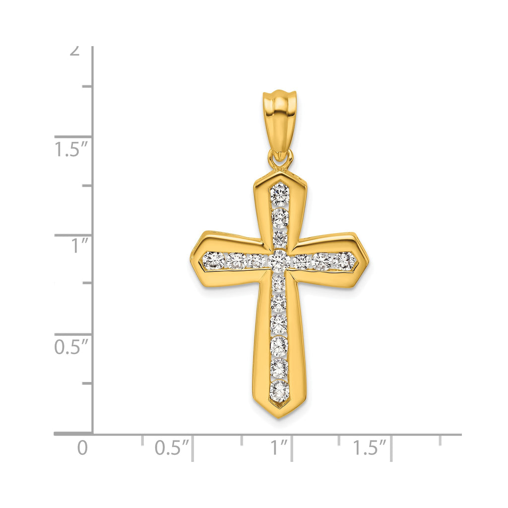 Lab-Grown Diamond Cross Pendant in 14K Yellow Gold, 30mm (1 ct. tw.) - Sophia Jewelers