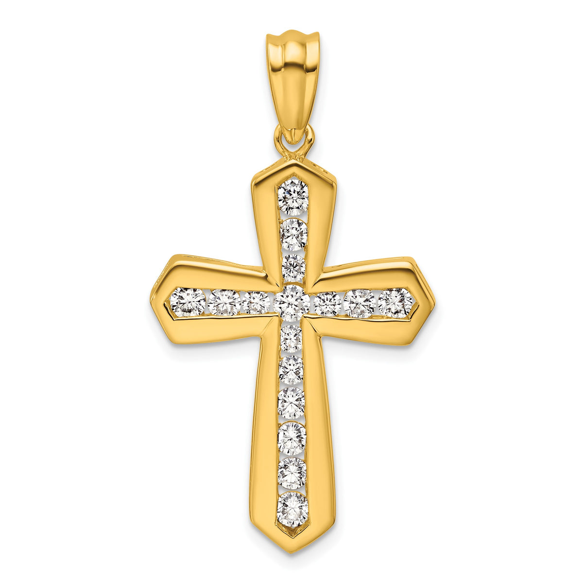 Lab-Grown Diamond Cross Pendant in 14K Yellow Gold, 30mm (1 ct. tw.) - Sophia Jewelers
