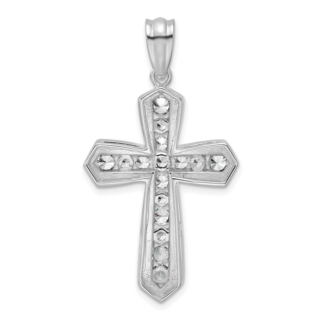 Lab-Grown Diamond Cross Pendant in 14K White Gold, 30mm (1 ct. tw.) - Sophia Jewelers