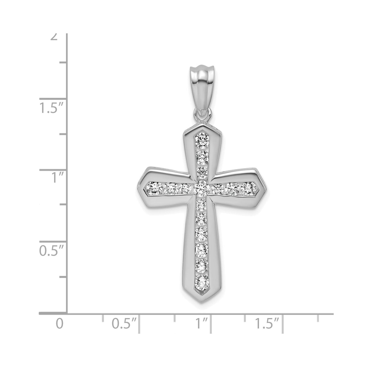 Lab-Grown Diamond Cross Pendant in 14K White Gold, 30mm (1 ct. tw.) - Sophia Jewelers