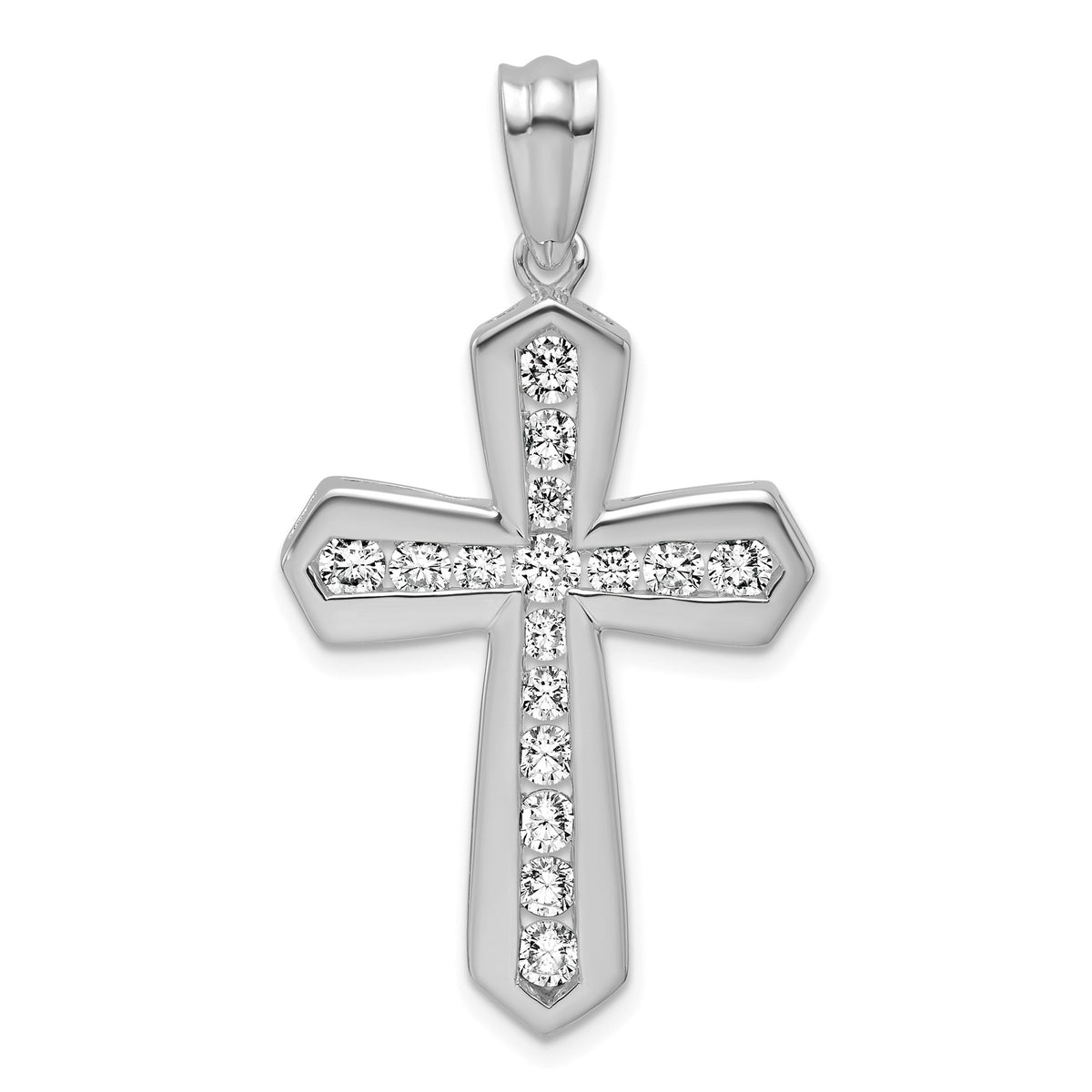Lab-Grown Diamond Cross Pendant in 14K White Gold, 30mm (1 ct. tw.) - Sophia Jewelers Main image