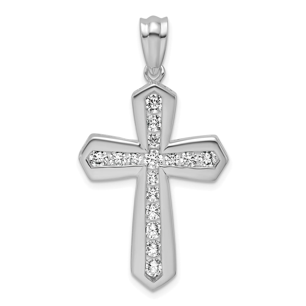 Lab-Grown Diamond Cross Pendant in 14K White Gold, 30mm (1 ct. tw.) - Sophia Jewelers