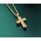 Lab-Grown Diamond Cross Pendant in 14K Yellow Gold, 30mm (1 ct. tw.) - Sophia Jewelers