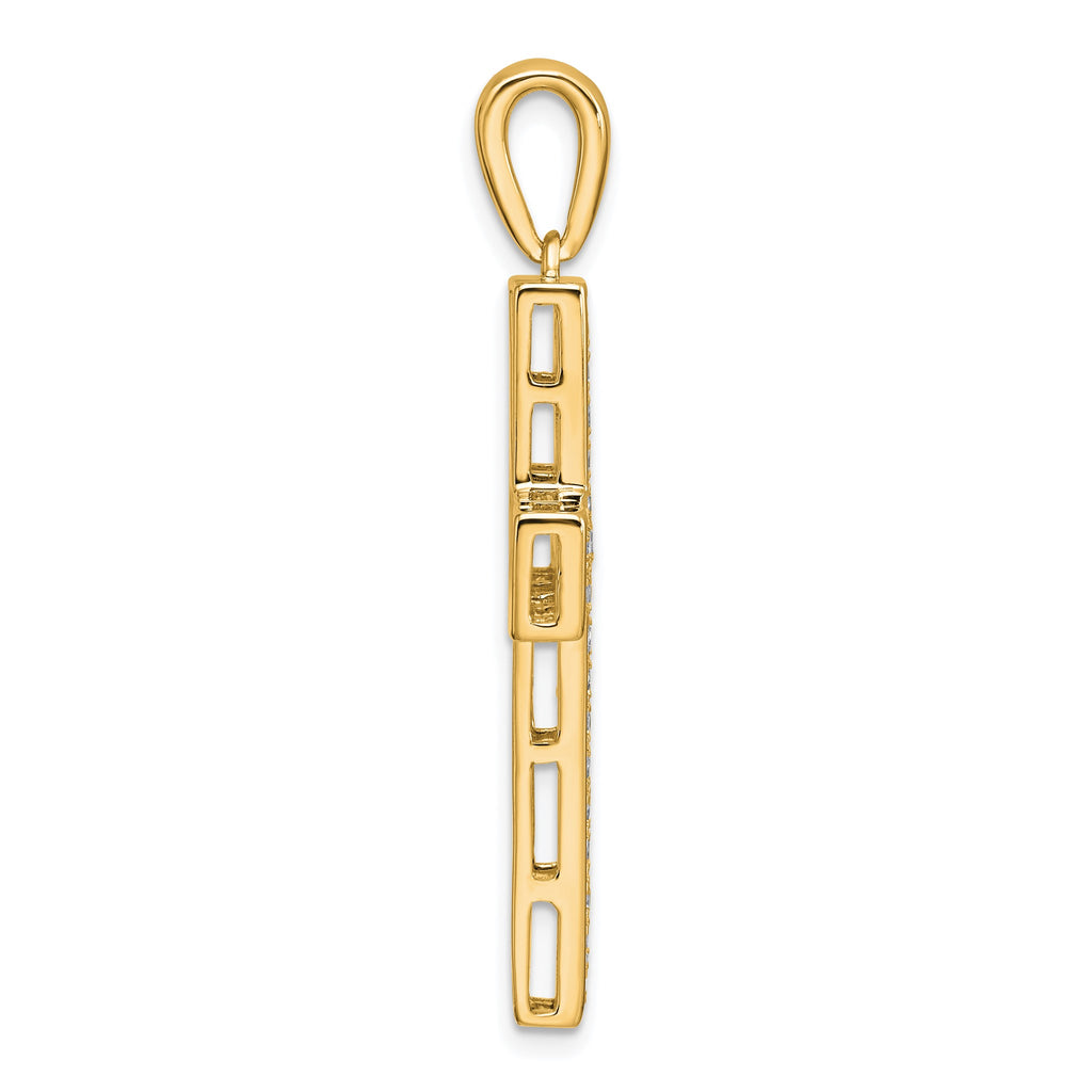 Lab-Grown Diamond Cross Pendant in 14K Yellow Gold, 32mm (1 ct. tw.) - Sophia Jewelers
