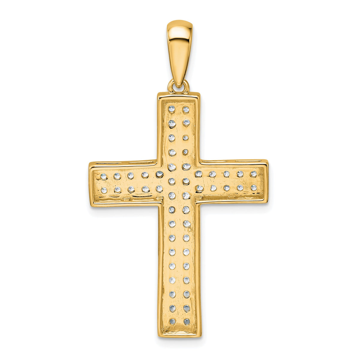 Lab-Grown Diamond Cross Pendant in 14K Yellow Gold, 32mm (1 ct. tw.) - Sophia Jewelers