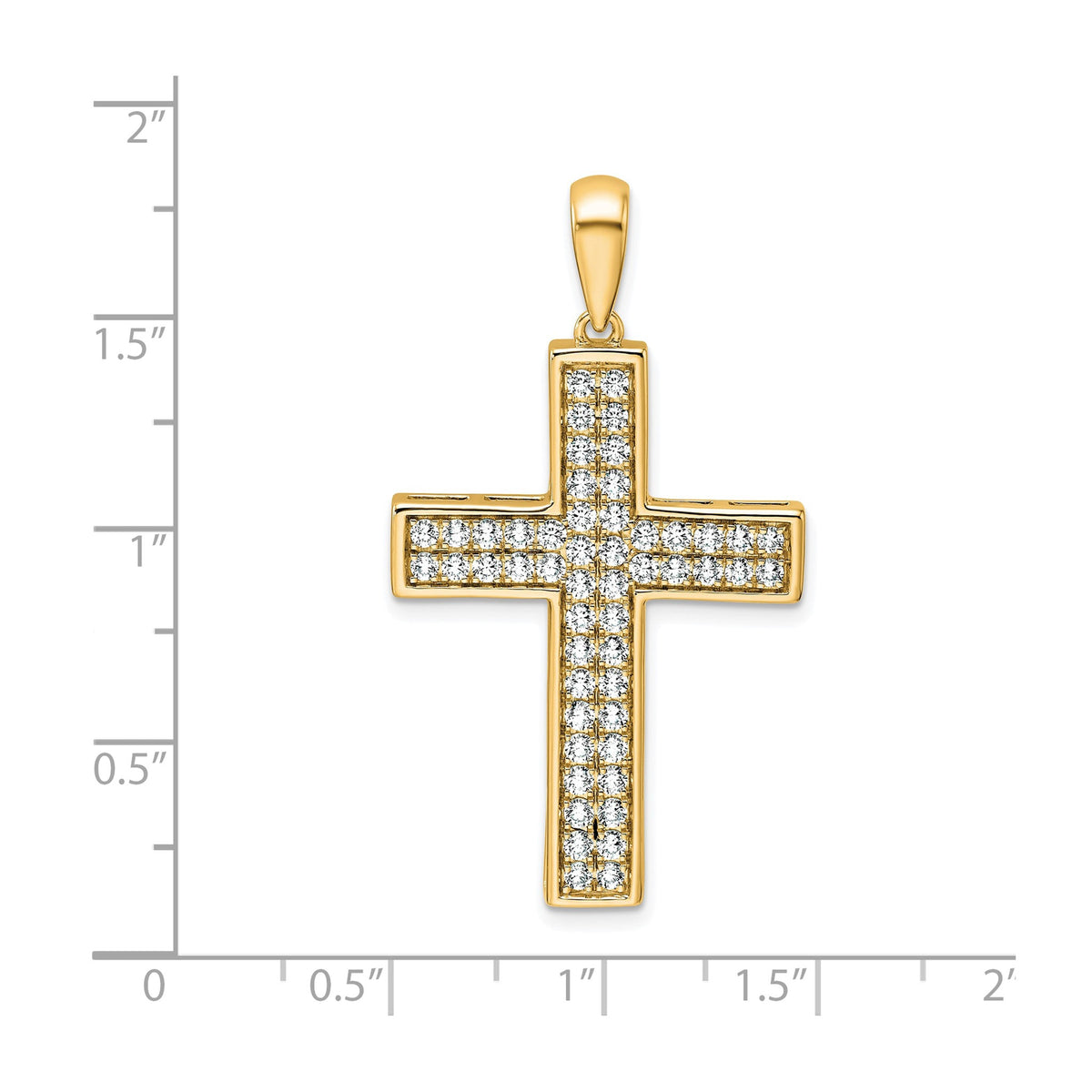 Lab-Grown Diamond Cross Pendant in 14K Yellow Gold, 32mm (1 ct. tw.) - Sophia Jewelers