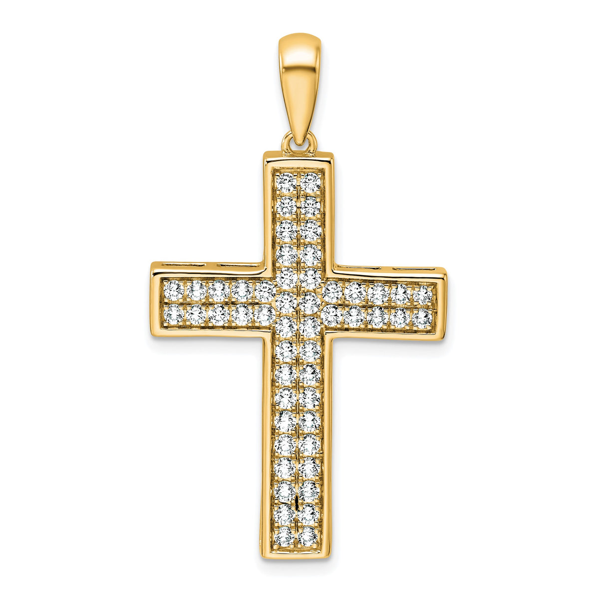Lab-Grown Diamond Cross Pendant in 14K Yellow Gold, 32mm (1 ct. tw.) - Sophia Jewelers Main image