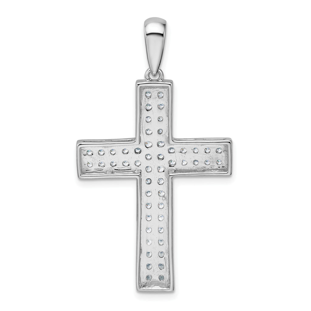 Lab-Grown Diamond Cross Pendant in 14K White Gold, 32mm (1 ct. tw.) - Sophia Jewelers