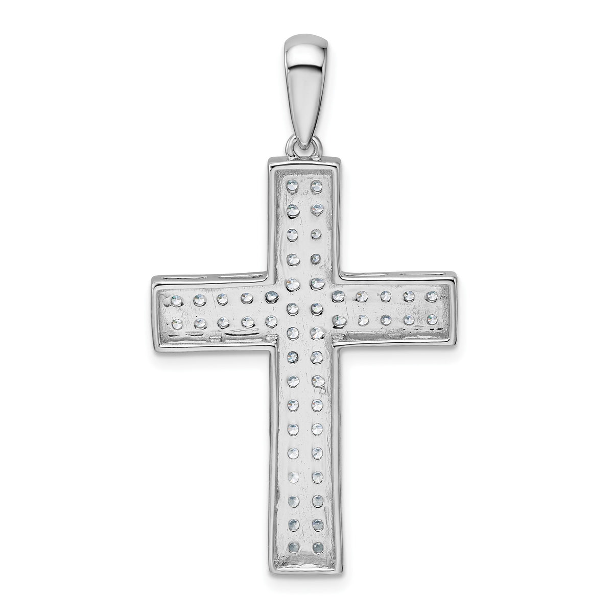 Lab-Grown Diamond Cross Pendant in 14K White Gold, 32mm (1 ct. tw.) - Sophia Jewelers