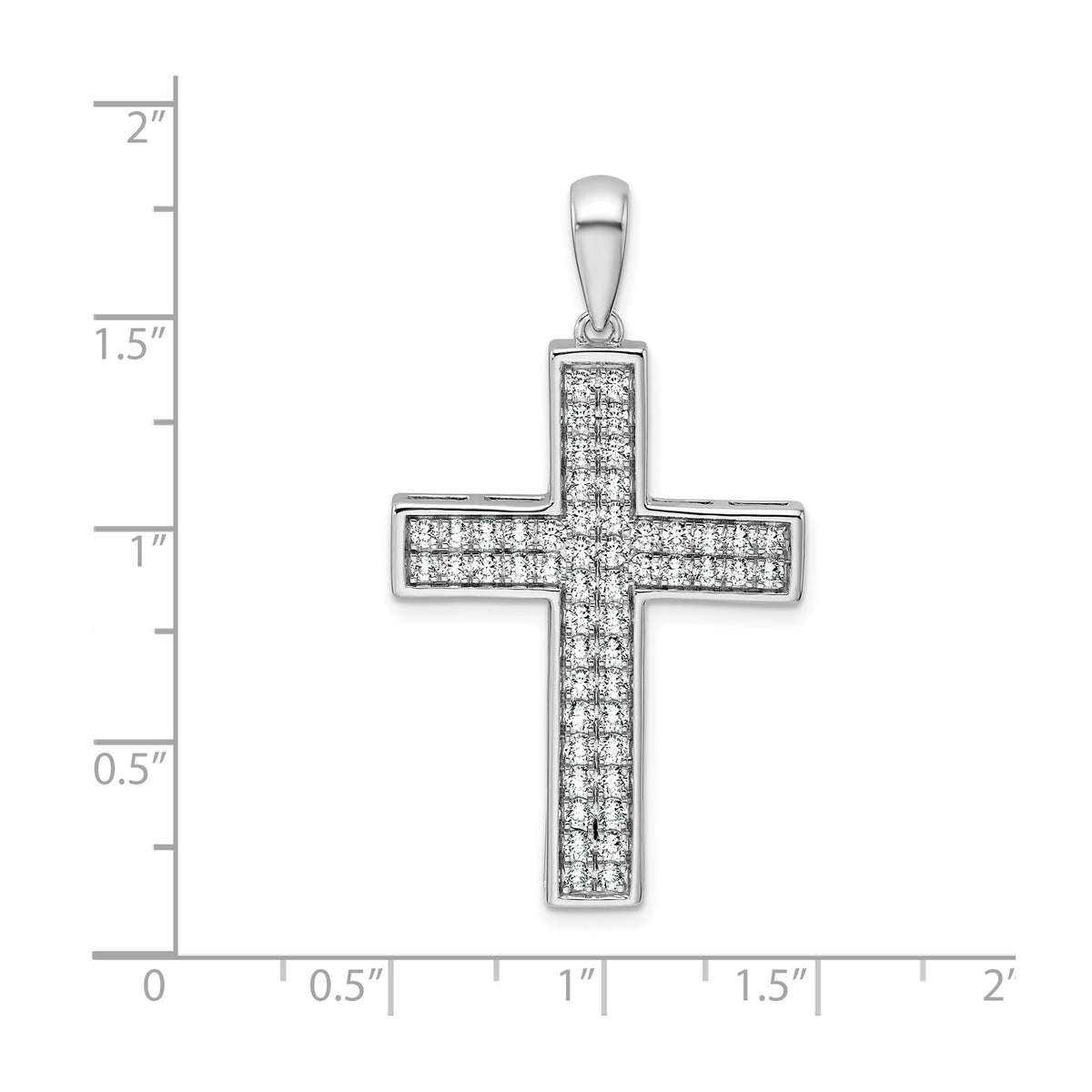 Lab-Grown Diamond Cross Pendant in 14K White Gold, 32mm (1 ct. tw.) - Sophia Jewelers