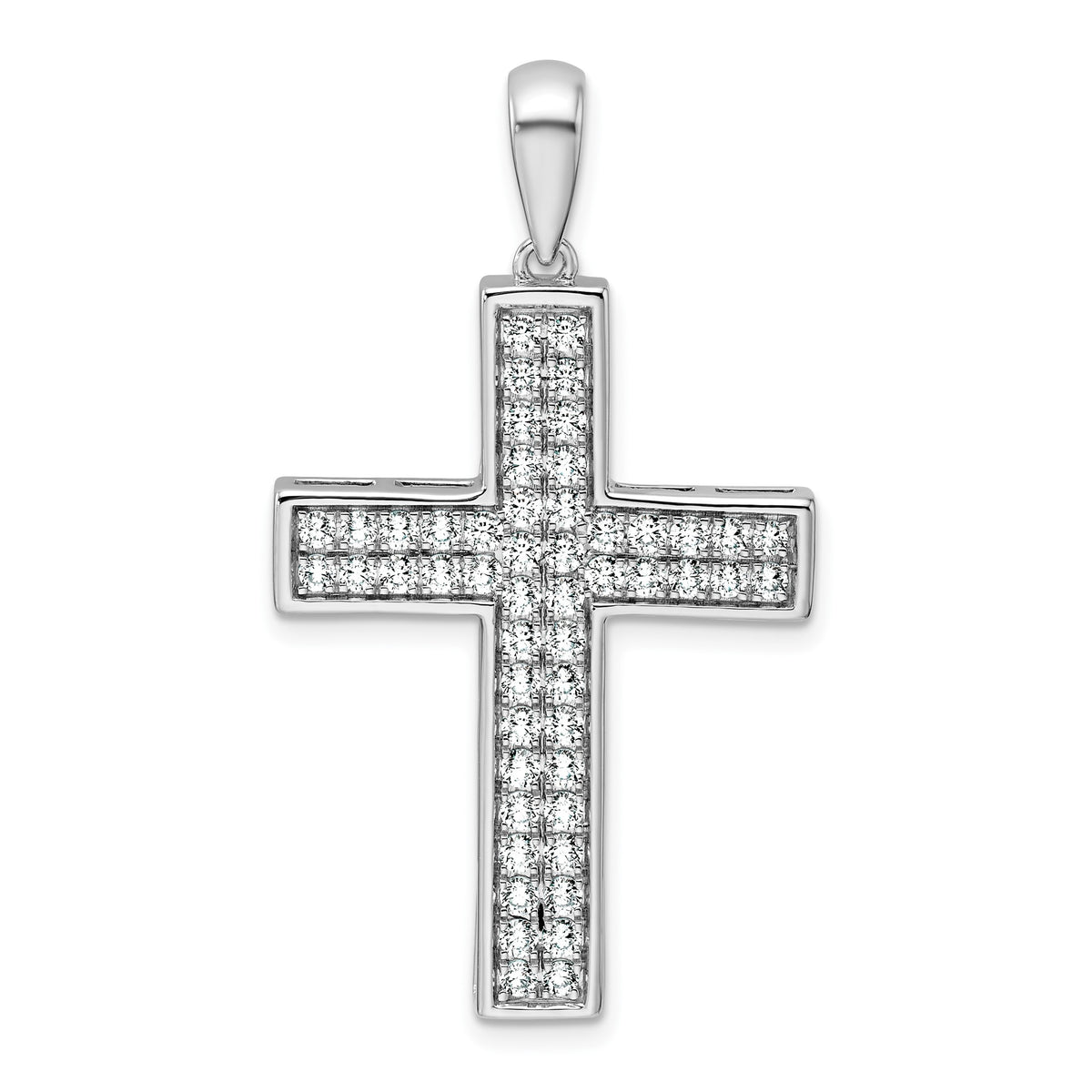 Lab-Grown Diamond Cross Pendant in 14K White Gold, 32mm (1 ct. tw.) - Sophia Jewelers