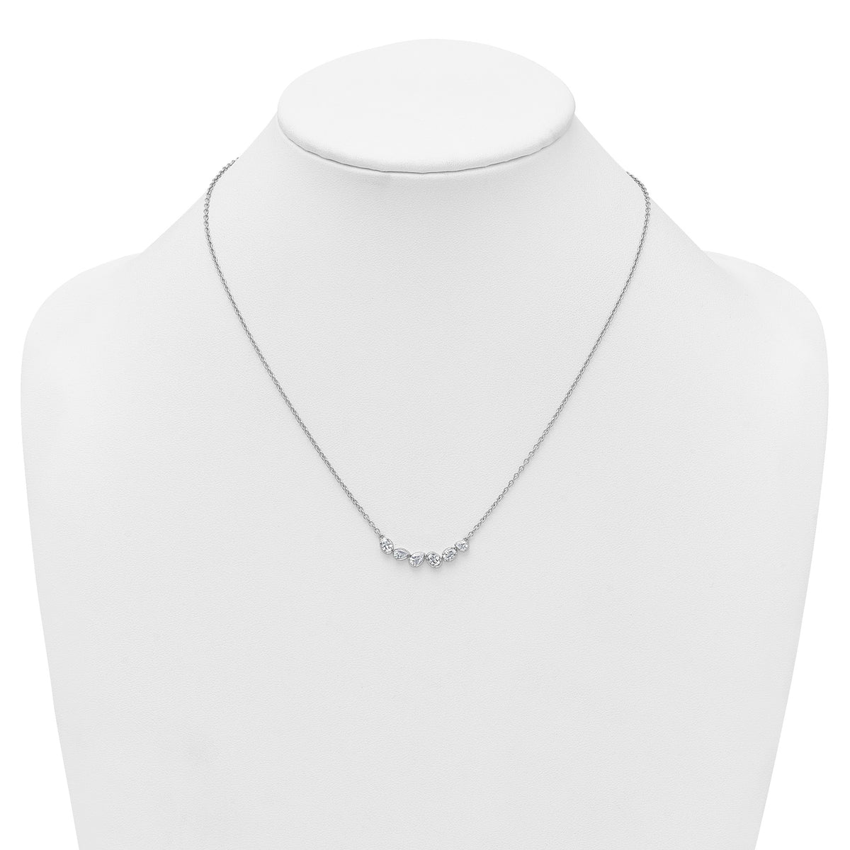 Lab-Grown Diamond Bar Necklace in 14K White Gold (3/4 ct. tw.), 18 Inch - Sophia Jewelers