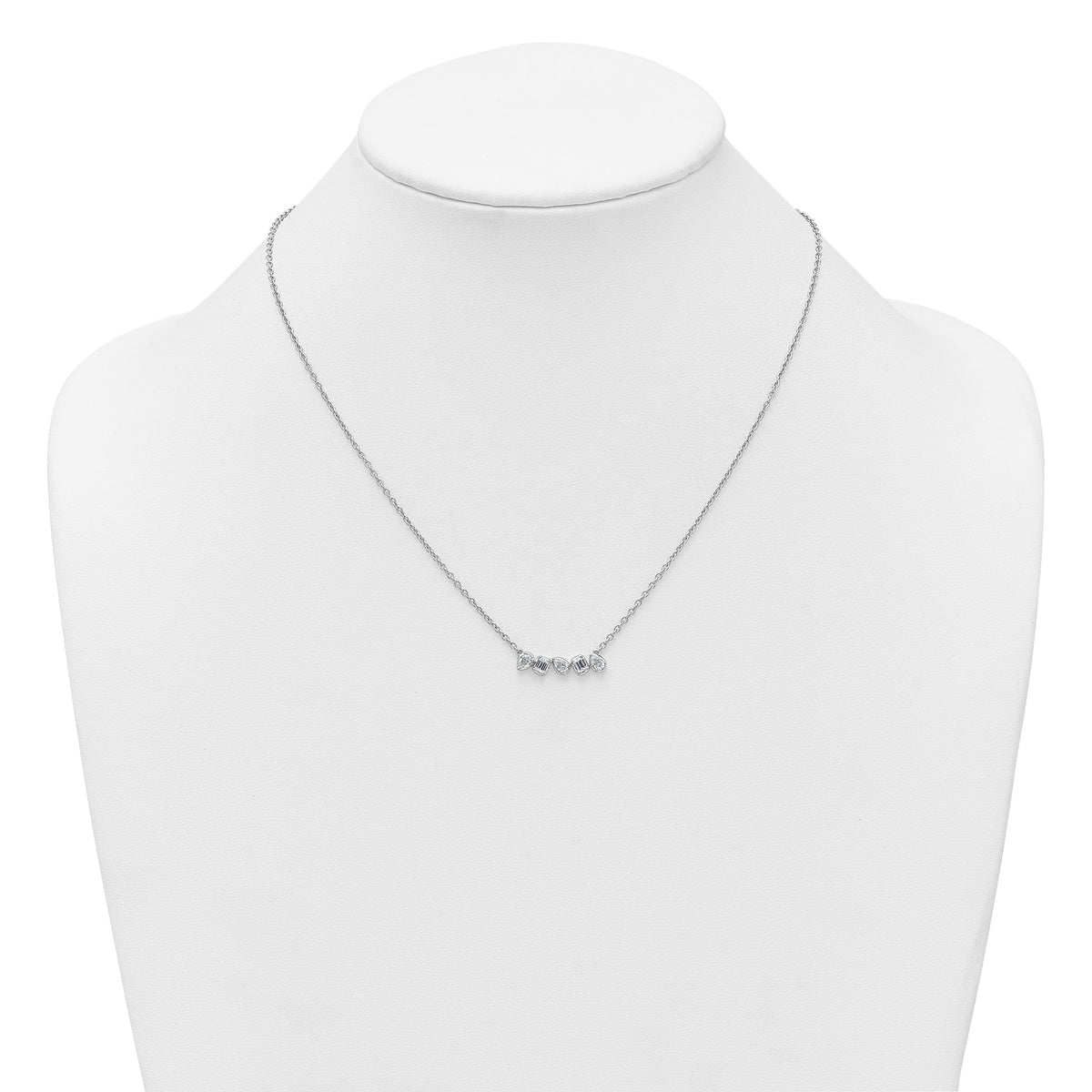 Lab-Grown Diamond Bar Necklace in 14K White Gold (5/8 ct. tw.), 18 Inch - Sophia Jewelers