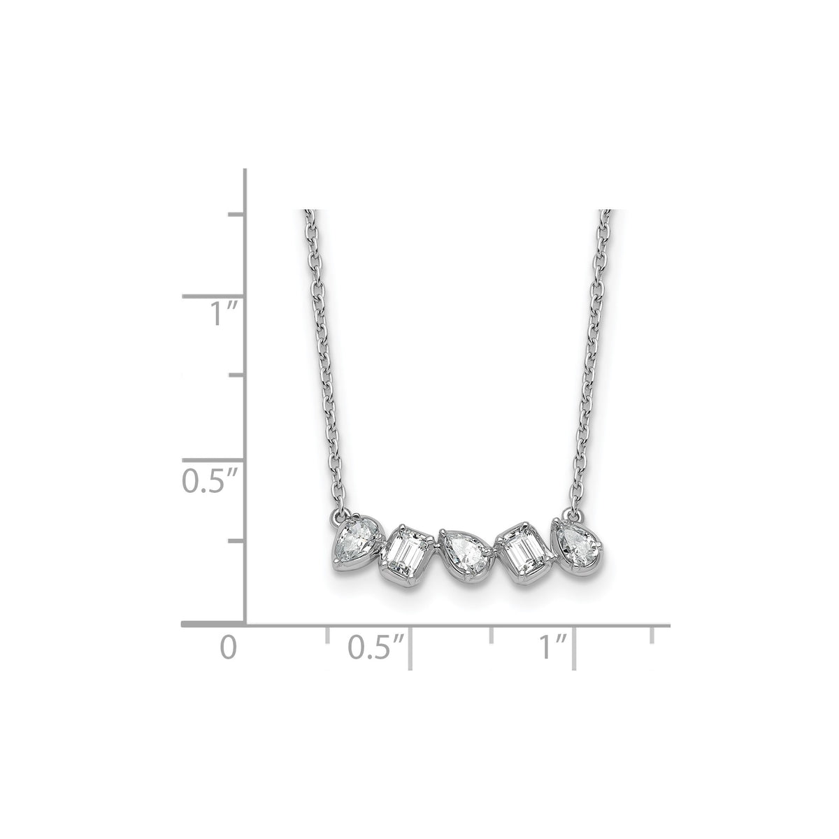 Lab-Grown Diamond Bar Necklace in 14K White Gold (5/8 ct. tw.), 18 Inch - Sophia Jewelers