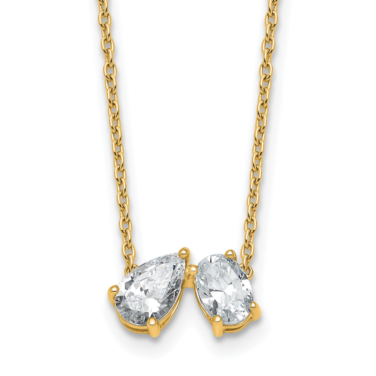 Lab-Grown Diamond Two-Stone Necklace in 14K Yellow Gold (1 1/2 ct. tw.), 18 Inch - Sophia Jewelers Main image