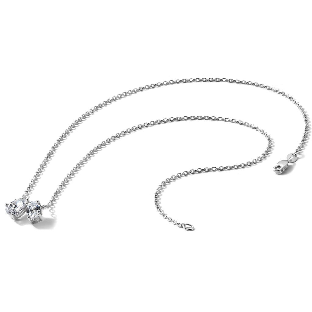 Lab-Grown Diamond Two-Stone Necklace in 14K White Gold (1 1/2 ct. tw.), 18 Inch - Sophia Jewelers