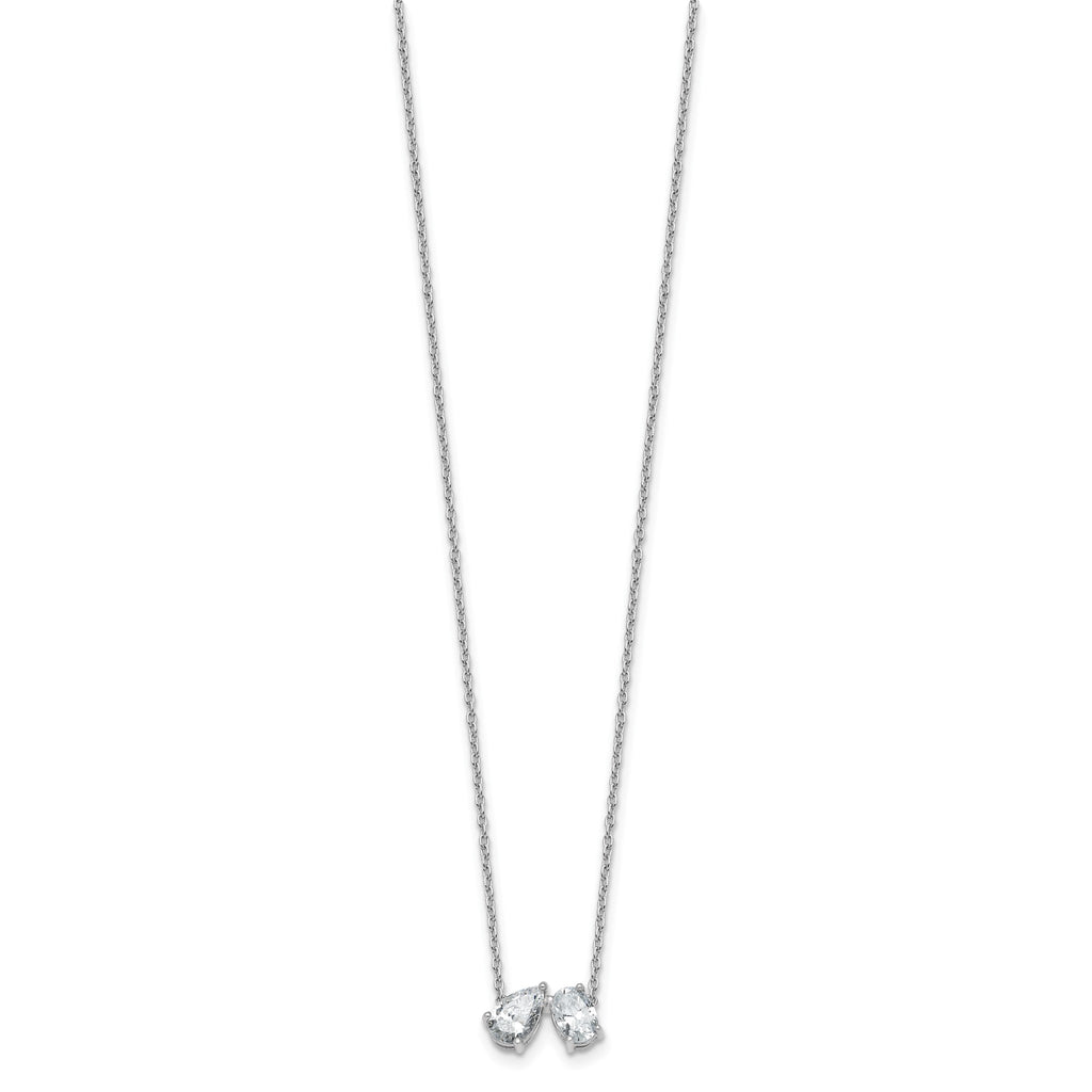 Lab-Grown Diamond Two-Stone Necklace in 14K White Gold (1 1/2 ct. tw.), 18 Inch - Sophia Jewelers
