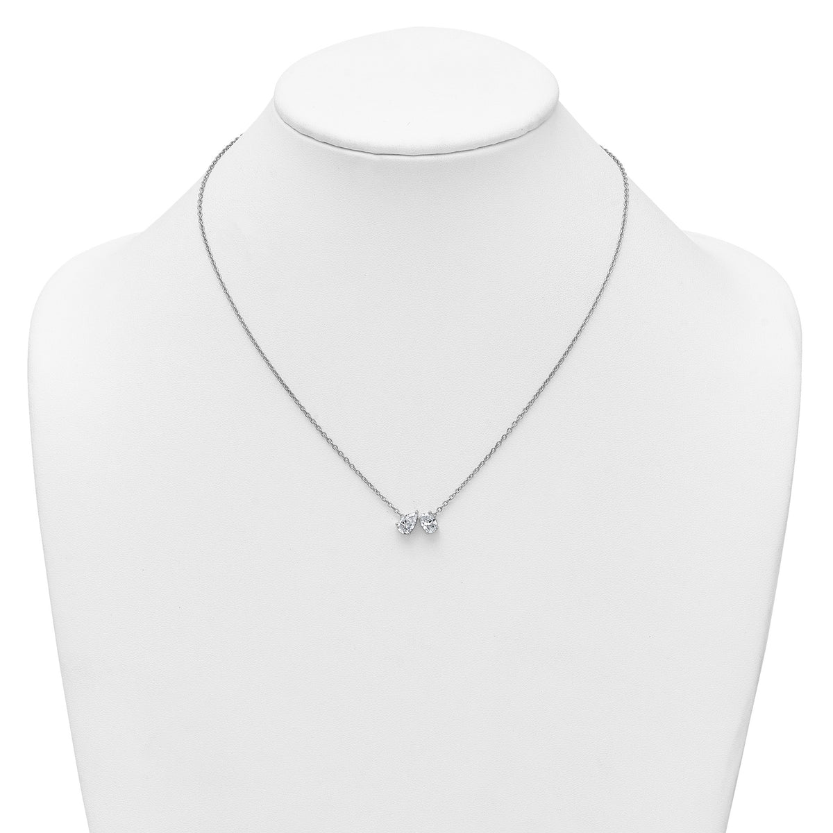 Lab-Grown Diamond Two-Stone Necklace in 14K White Gold (1 1/2 ct. tw.), 18 Inch - Sophia Jewelers