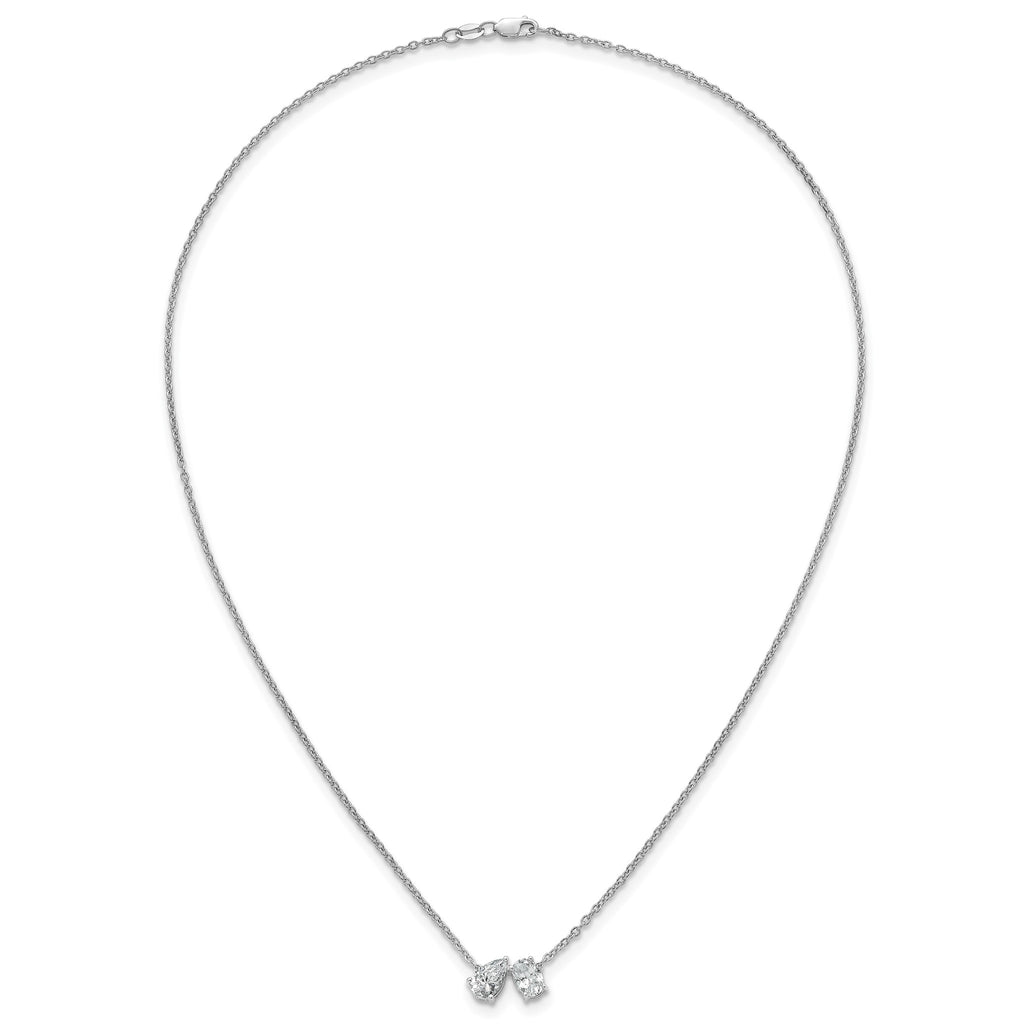 Lab-Grown Diamond Two-Stone Necklace in 14K White Gold (1 1/2 ct. tw.), 18 Inch - Sophia Jewelers