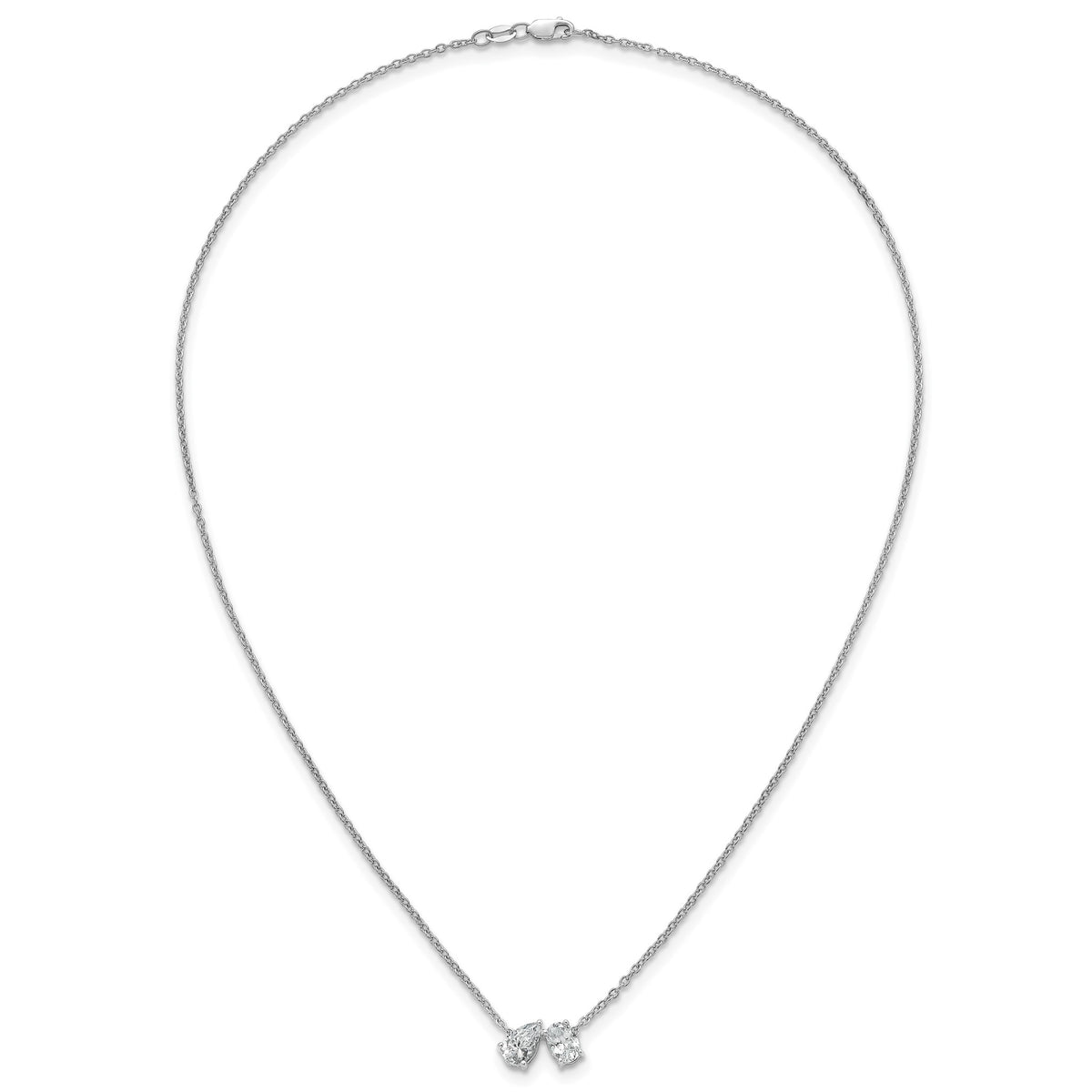 Lab-Grown Diamond Two-Stone Necklace in 14K White Gold (1 1/2 ct. tw.), 18 Inch - Sophia Jewelers