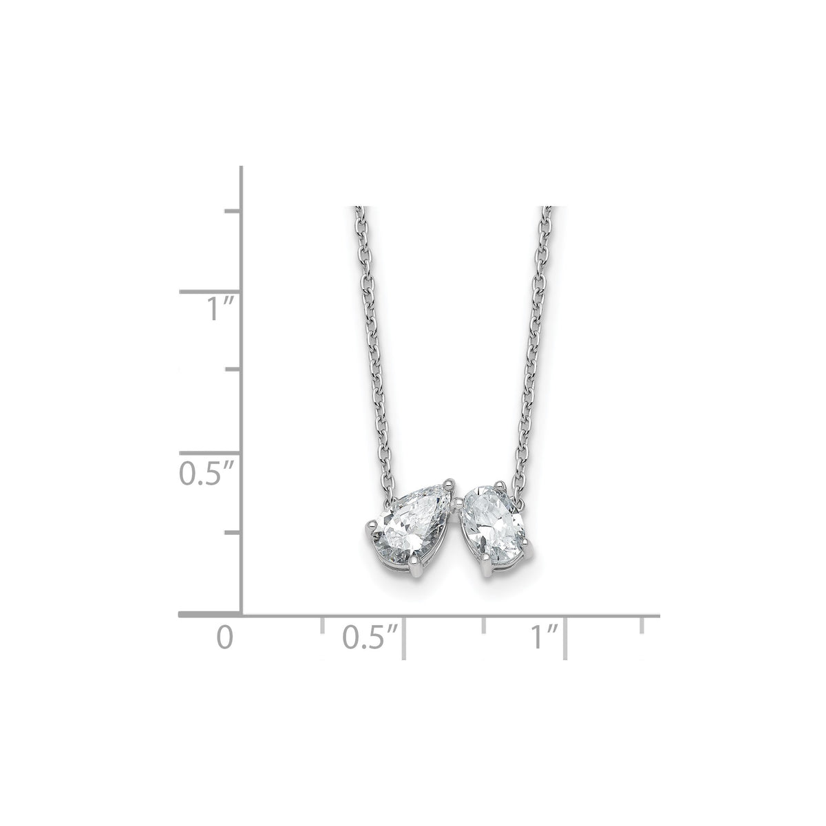 Lab-Grown Diamond Two-Stone Necklace in 14K White Gold (1 1/2 ct. tw.), 18 Inch - Sophia Jewelers