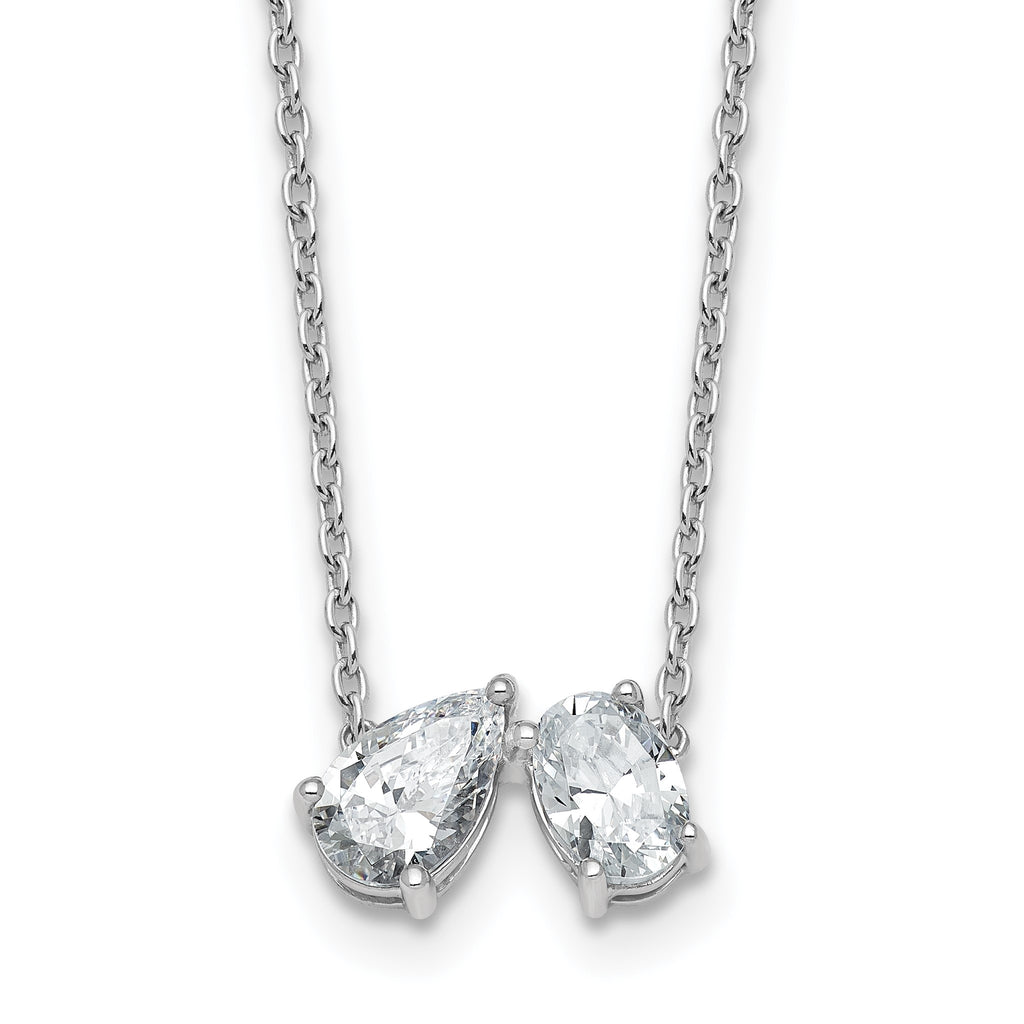 Lab-Grown Diamond Two-Stone Necklace in 14K White Gold (1 1/2 ct. tw.), 18 Inch - Sophia Jewelers