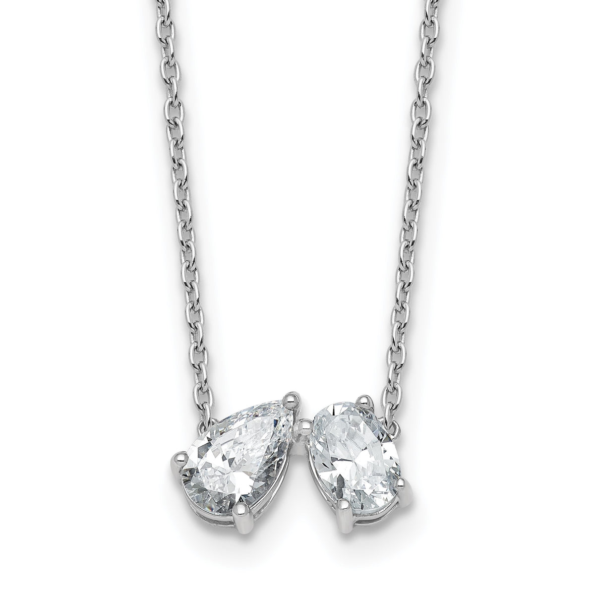Lab-Grown Diamond Two-Stone Necklace in 14K White Gold (1 1/2 ct. tw.), 18 Inch - Sophia Jewelers