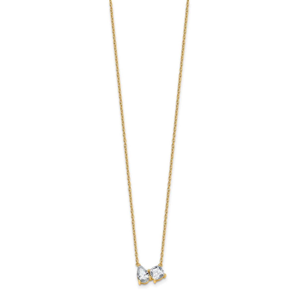 Lab-Grown Diamond Two-Stone Necklace in 14K Yellow Gold (1 3/4 ct. tw.), 18 Inch - Sophia Jewelers