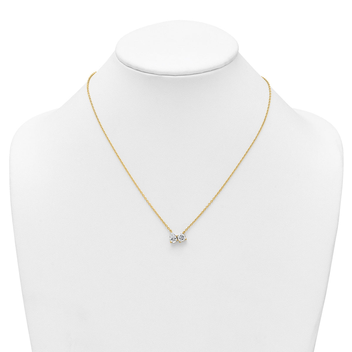 Lab-Grown Diamond Two-Stone Necklace in 14K Yellow Gold (1 3/4 ct. tw.), 18 Inch - Sophia Jewelers