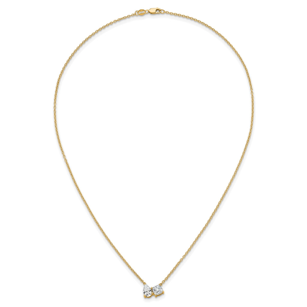 Lab-Grown Diamond Two-Stone Necklace in 14K Yellow Gold (1 3/4 ct. tw.), 18 Inch - Sophia Jewelers