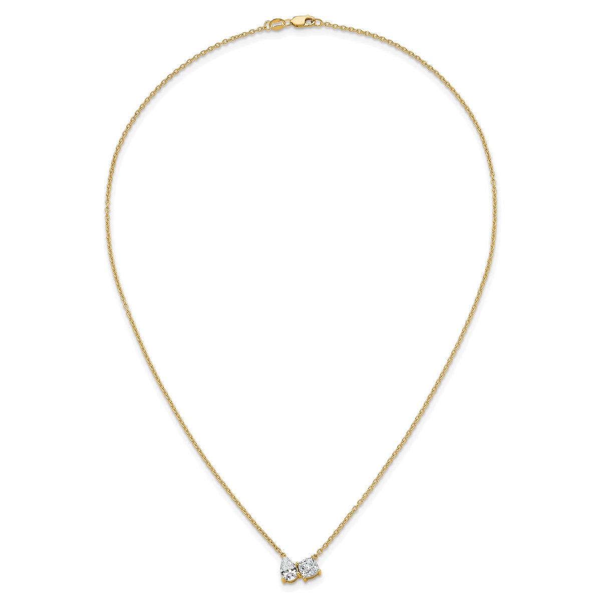 Lab-Grown Diamond Two-Stone Necklace in 14K Yellow Gold (1 3/4 ct. tw.), 18 Inch - Sophia Jewelers