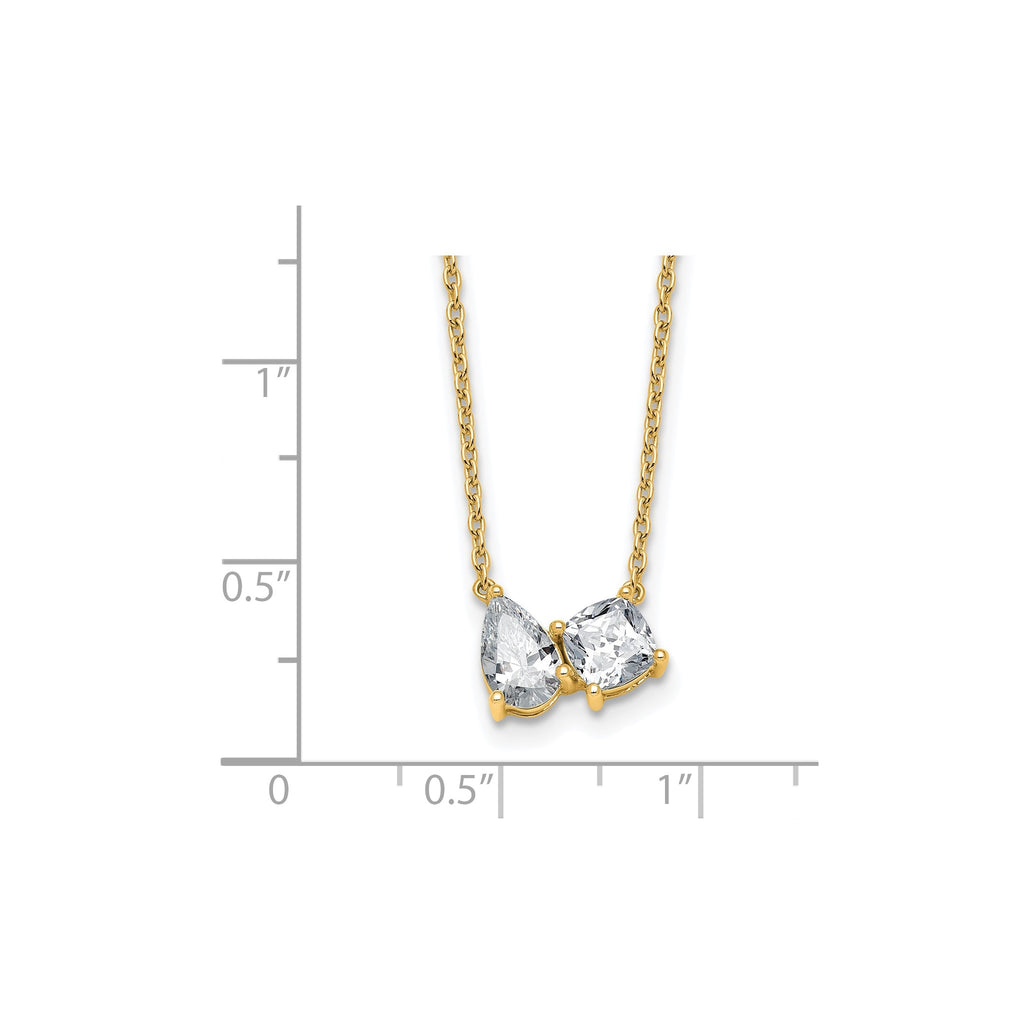 Lab-Grown Diamond Two-Stone Necklace in 14K Yellow Gold (1 3/4 ct. tw.), 18 Inch - Sophia Jewelers