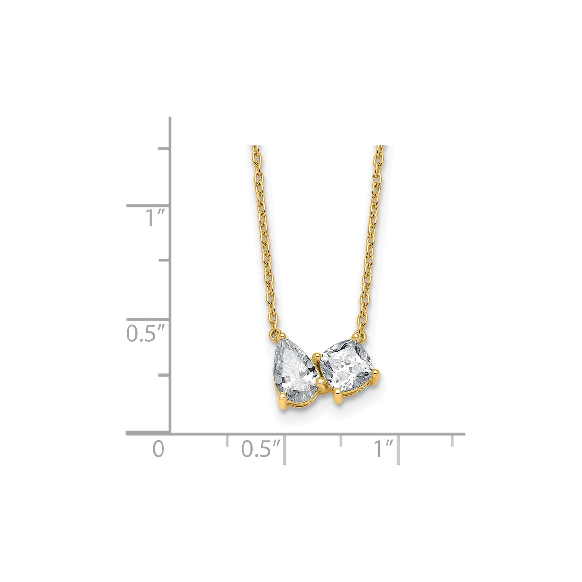 Lab-Grown Diamond Two-Stone Necklace in 14K Yellow Gold (1 3/4 ct. tw.), 18 Inch - Sophia Jewelers