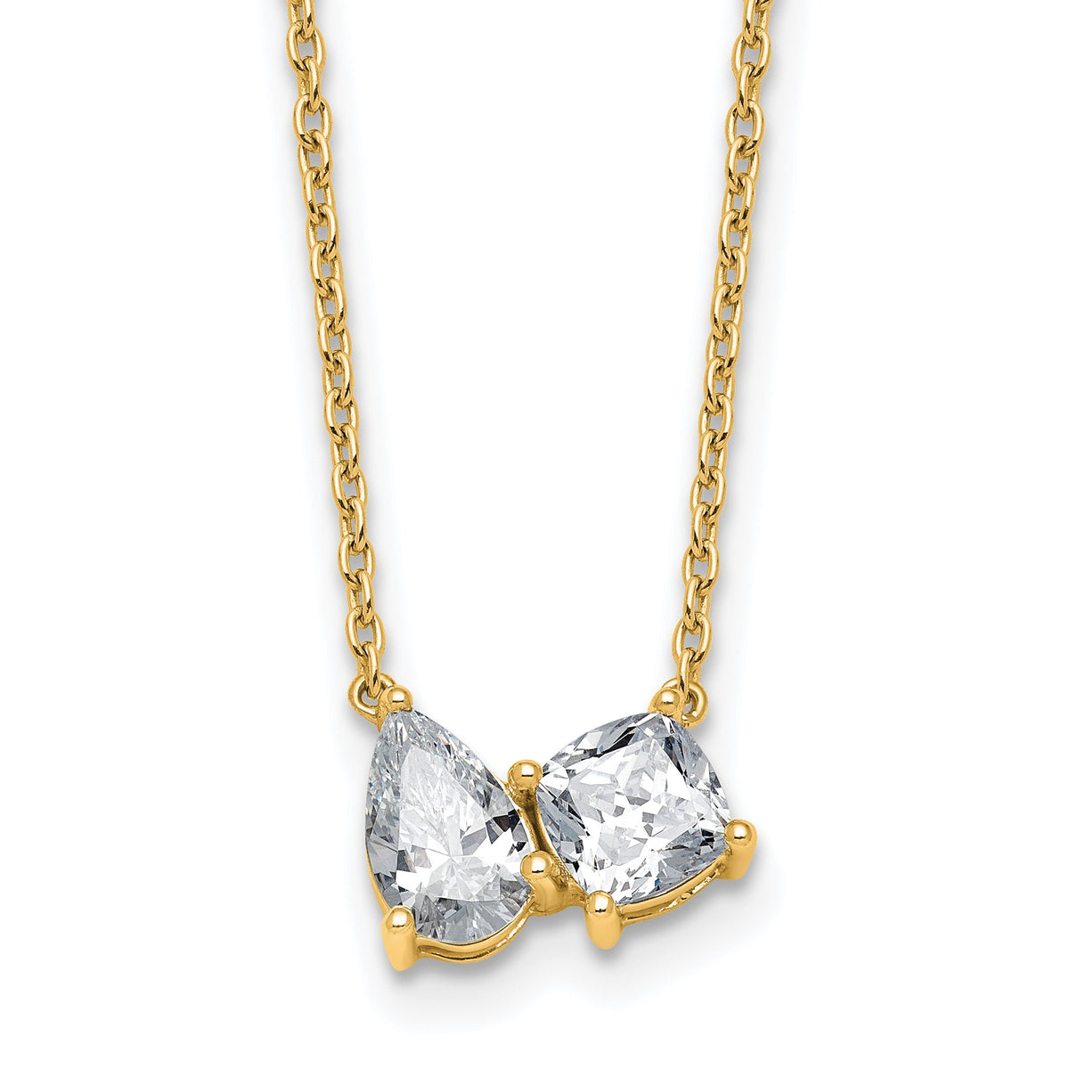 Lab-Grown Diamond Two-Stone Necklace in 14K Yellow Gold (1 3/4 ct. tw.), 18 Inch - Sophia Jewelers Main image