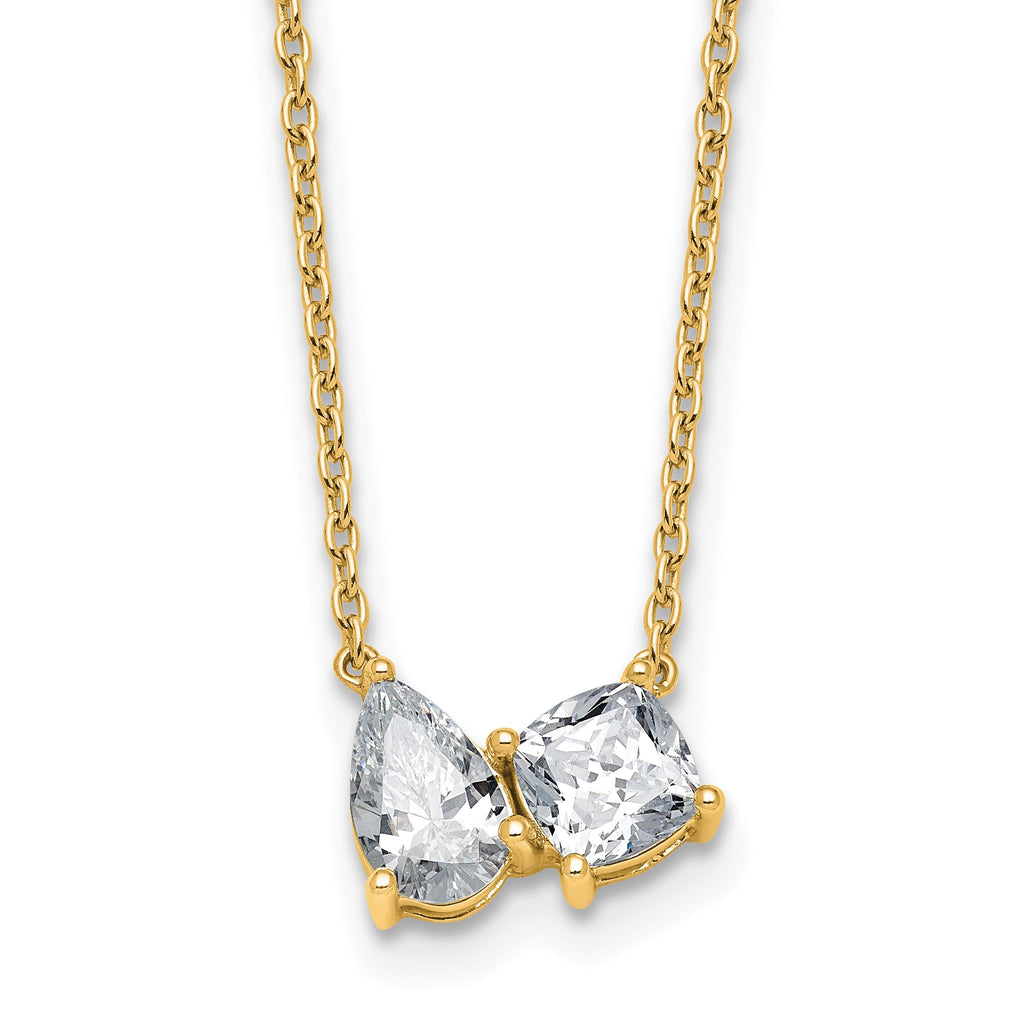 Lab-Grown Diamond Two-Stone Necklace in 14K Yellow Gold (1 3/4 ct. tw.), 18 Inch - Sophia Jewelers