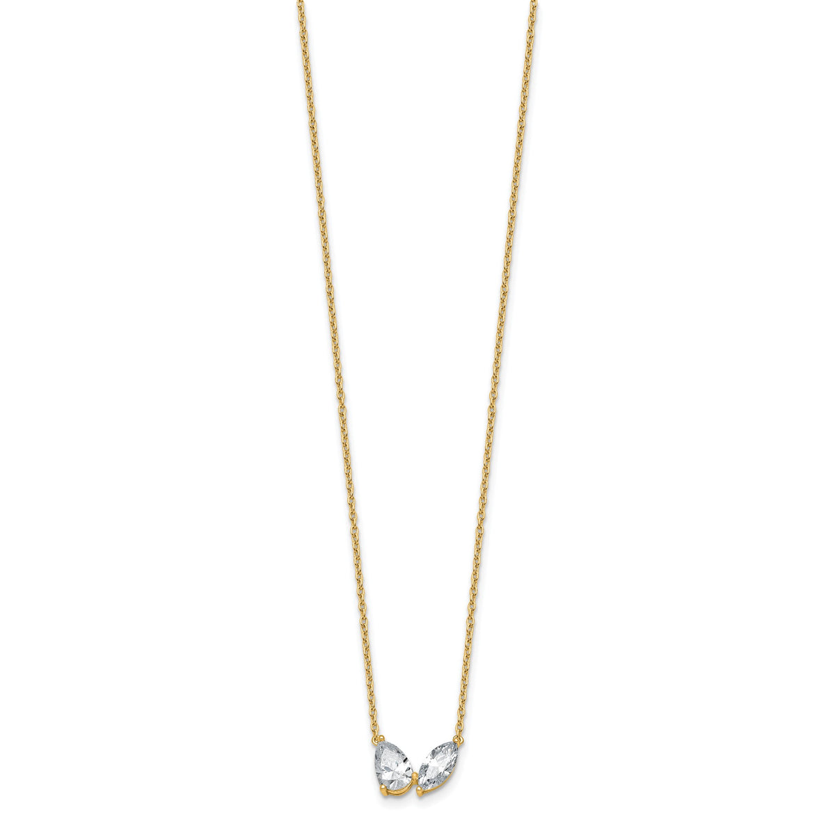 Lab-Grown Diamond Two-Stone Necklace in 14K Yellow Gold (1 5/8 ct. tw.), 18 Inch - Sophia Jewelers