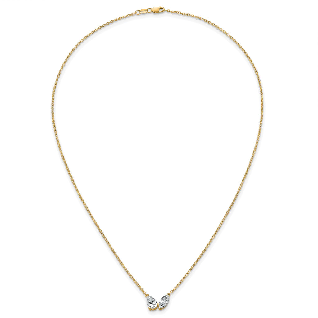Lab-Grown Diamond Two-Stone Necklace in 14K Yellow Gold (1 5/8 ct. tw.), 18 Inch - Sophia Jewelers