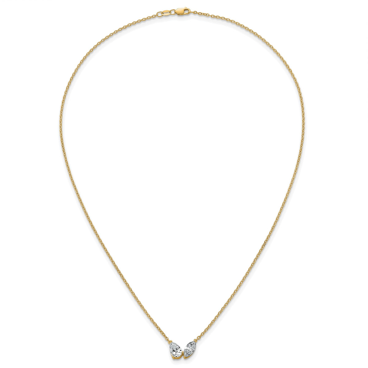 Lab-Grown Diamond Two-Stone Necklace in 14K Yellow Gold (1 5/8 ct. tw.), 18 Inch - Sophia Jewelers