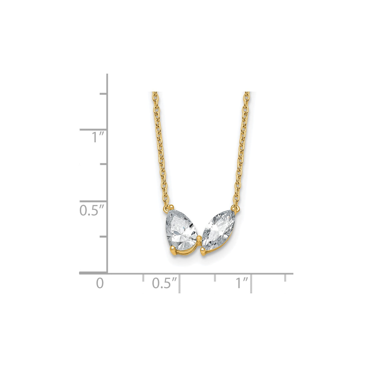 Lab-Grown Diamond Two-Stone Necklace in 14K Yellow Gold (1 5/8 ct. tw.), 18 Inch - Sophia Jewelers