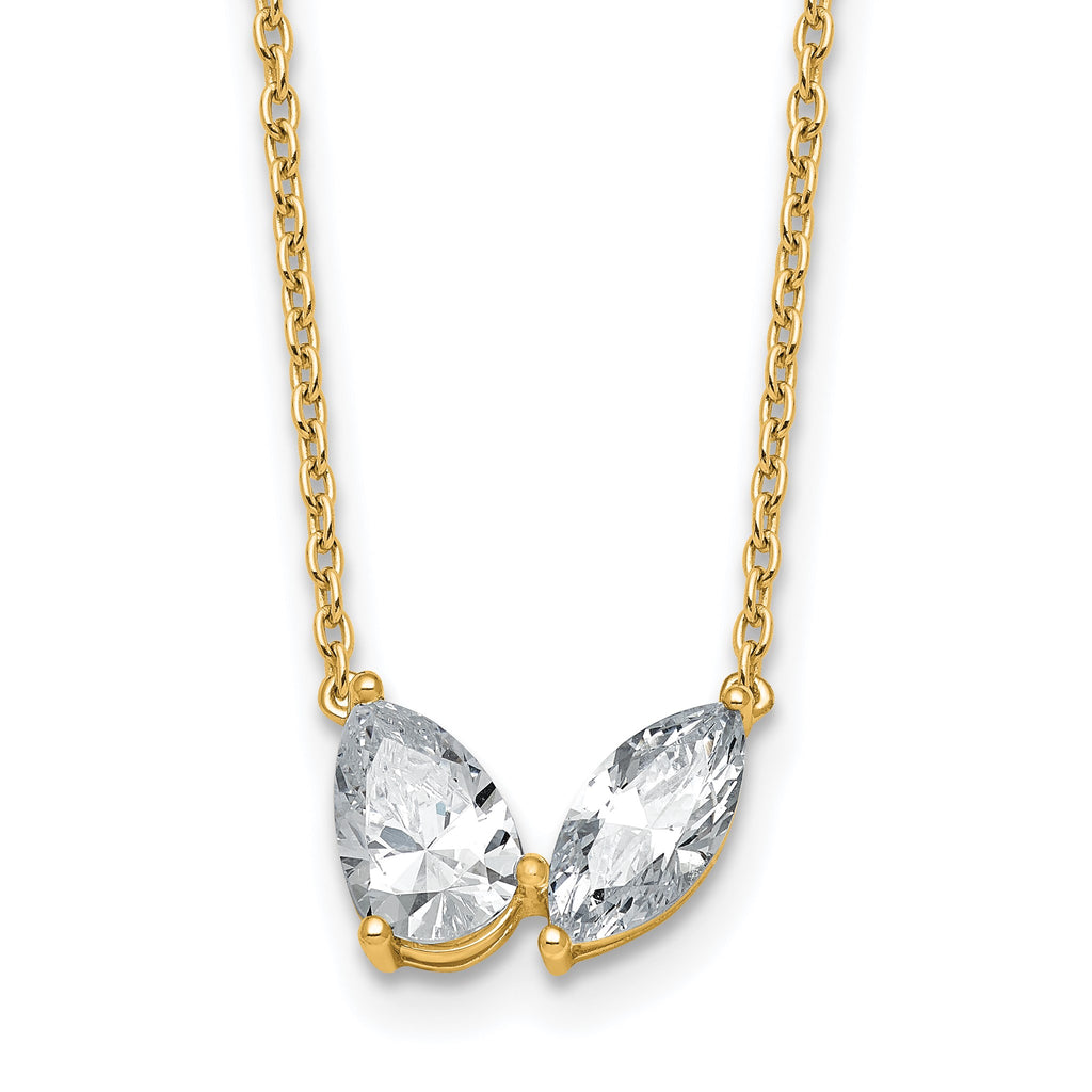 Lab-Grown Diamond Two-Stone Necklace in 14K Yellow Gold (1 5/8 ct. tw.), 18 Inch - Sophia Jewelers