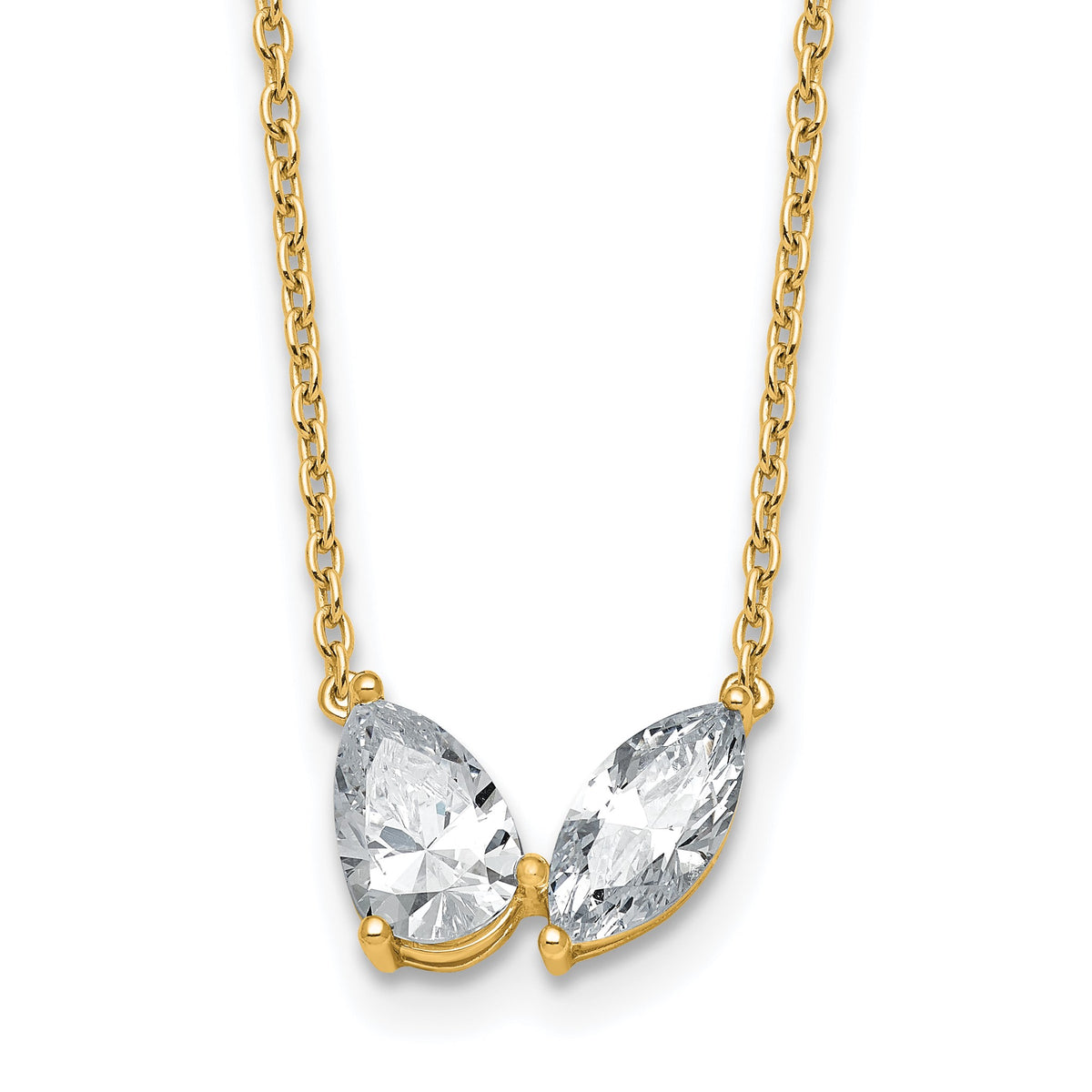 Lab-Grown Diamond Two-Stone Necklace in 14K Yellow Gold (1 5/8 ct. tw.), 18 Inch - Sophia Jewelers