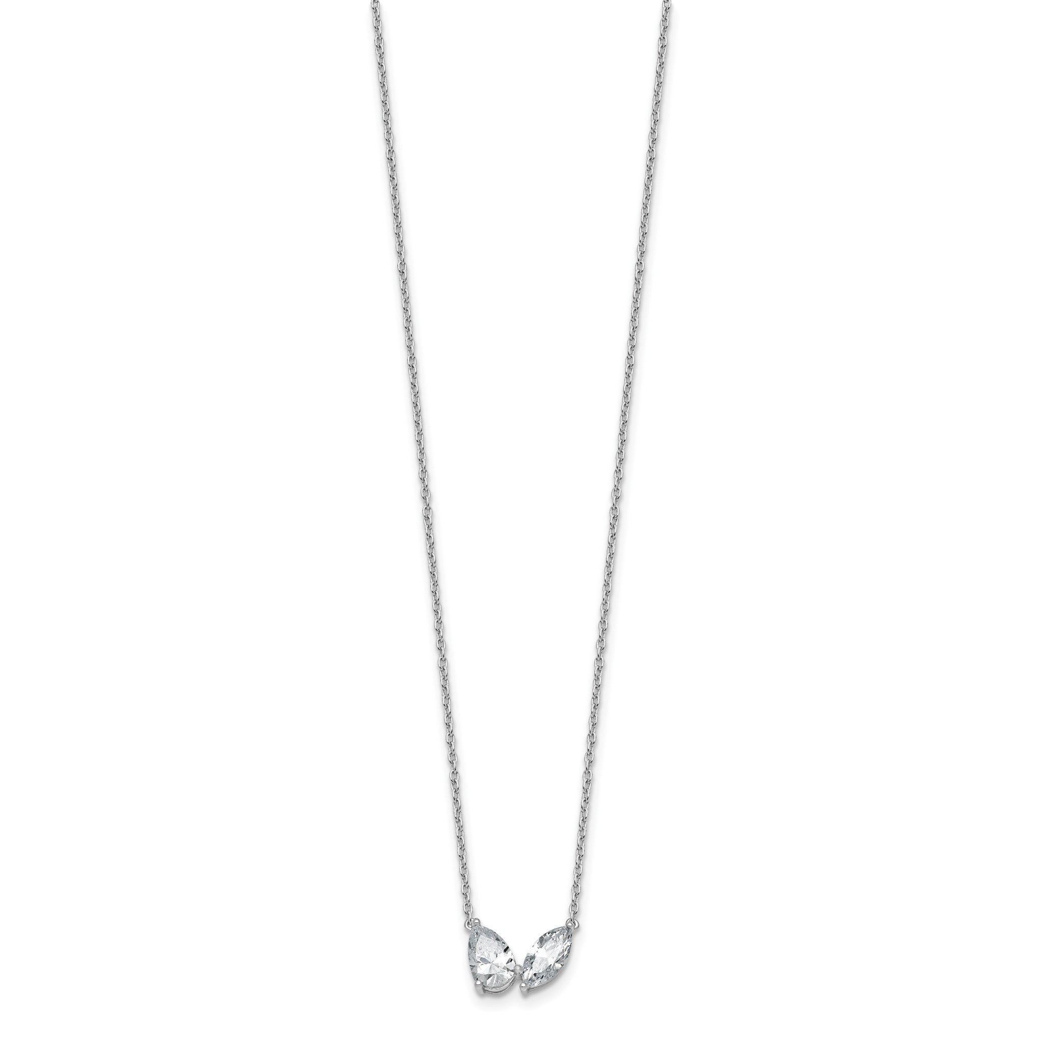 Lab-Grown Diamond Two-Stone Necklace in 14K White Gold (1 5/8 ct. tw.), 18 Inch Secondary image