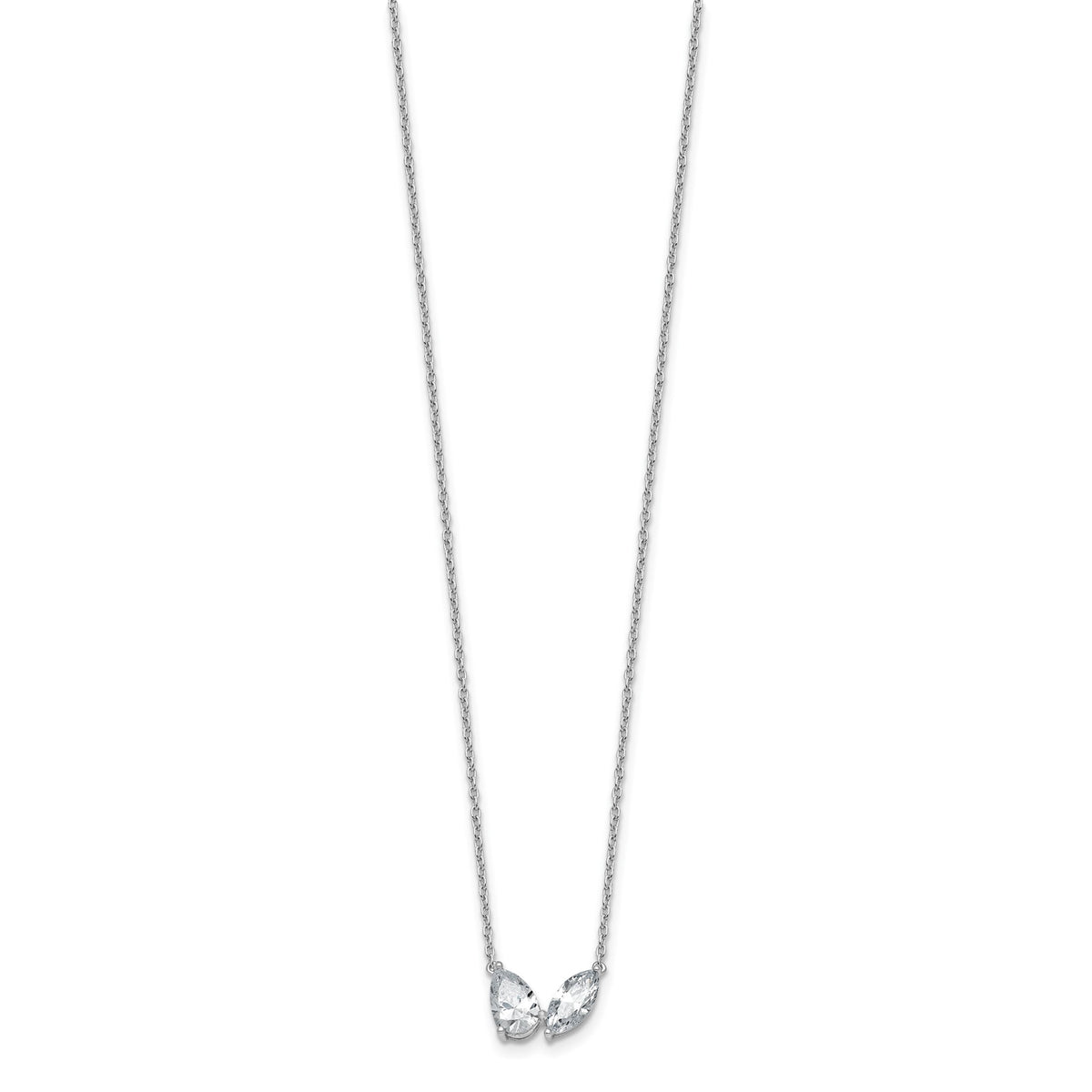 Lab-Grown Diamond Two-Stone Necklace in 14K White Gold (1 5/8 ct. tw.), 18 Inch - Sophia Jewelers