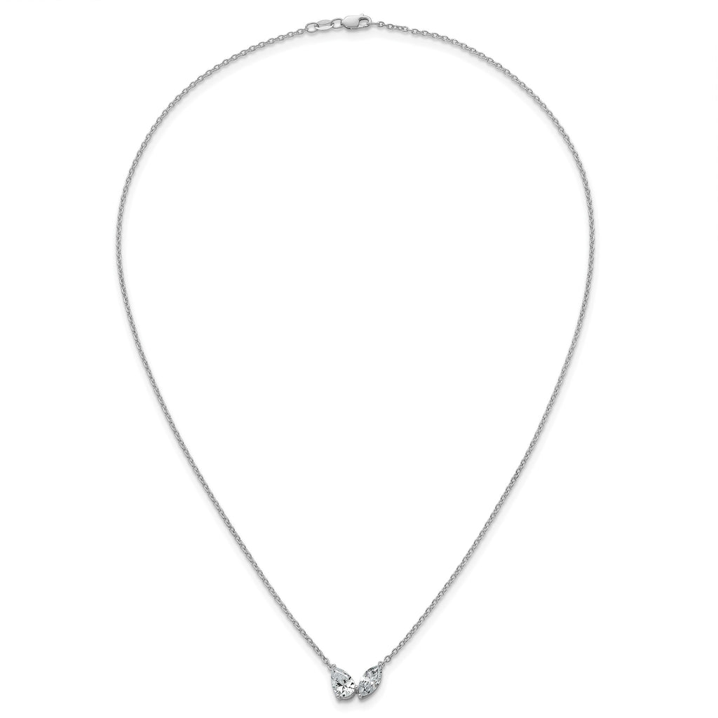 Lab-Grown Diamond Two-Stone Necklace in 14K White Gold (1 5/8 ct. tw.), 18 Inch - Sophia Jewelers