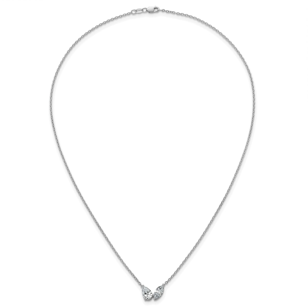 Lab-Grown Diamond Two-Stone Necklace in 14K White Gold (1 5/8 ct. tw.), 18 Inch - Sophia Jewelers