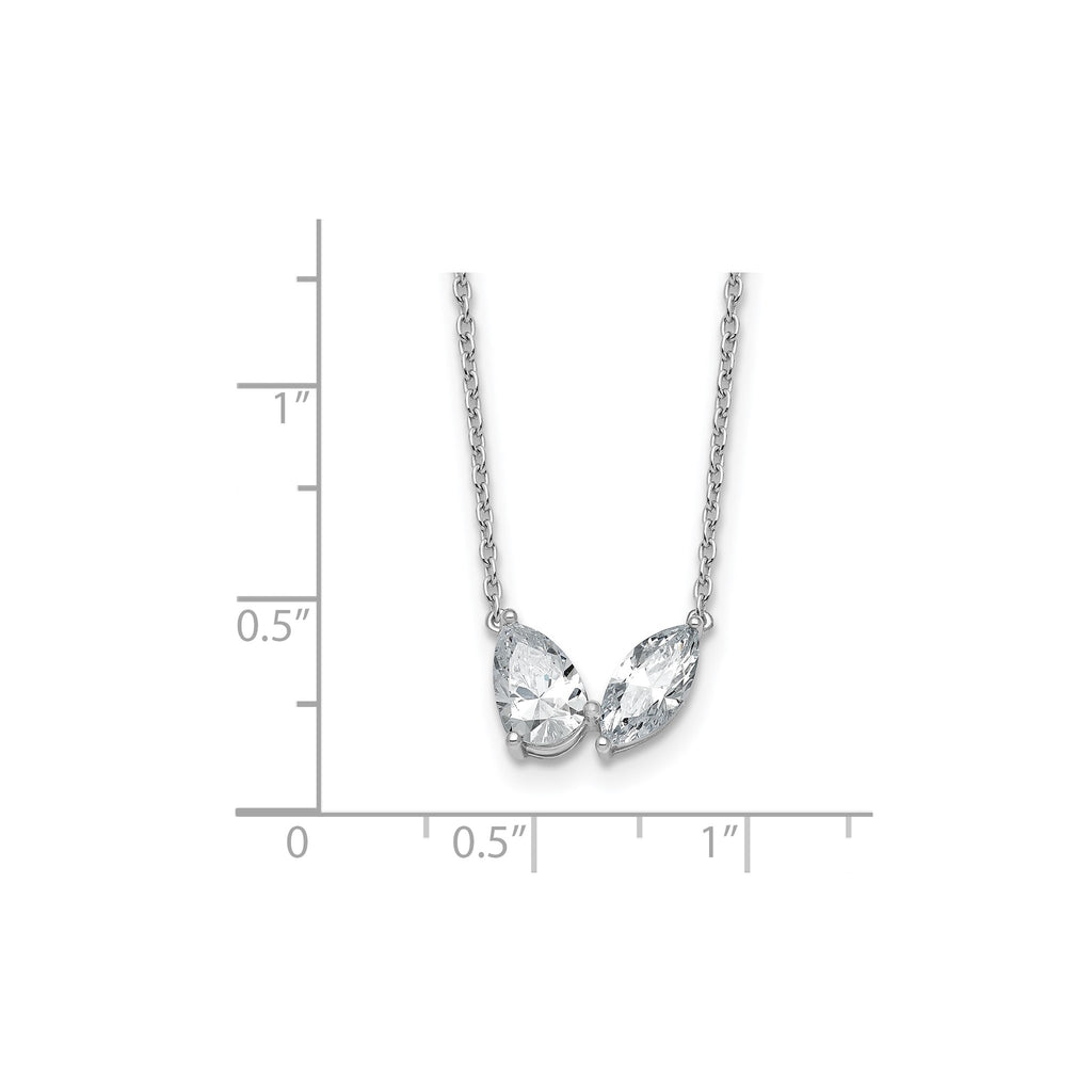 Lab-Grown Diamond Two-Stone Necklace in 14K White Gold (1 5/8 ct. tw.), 18 Inch - Sophia Jewelers