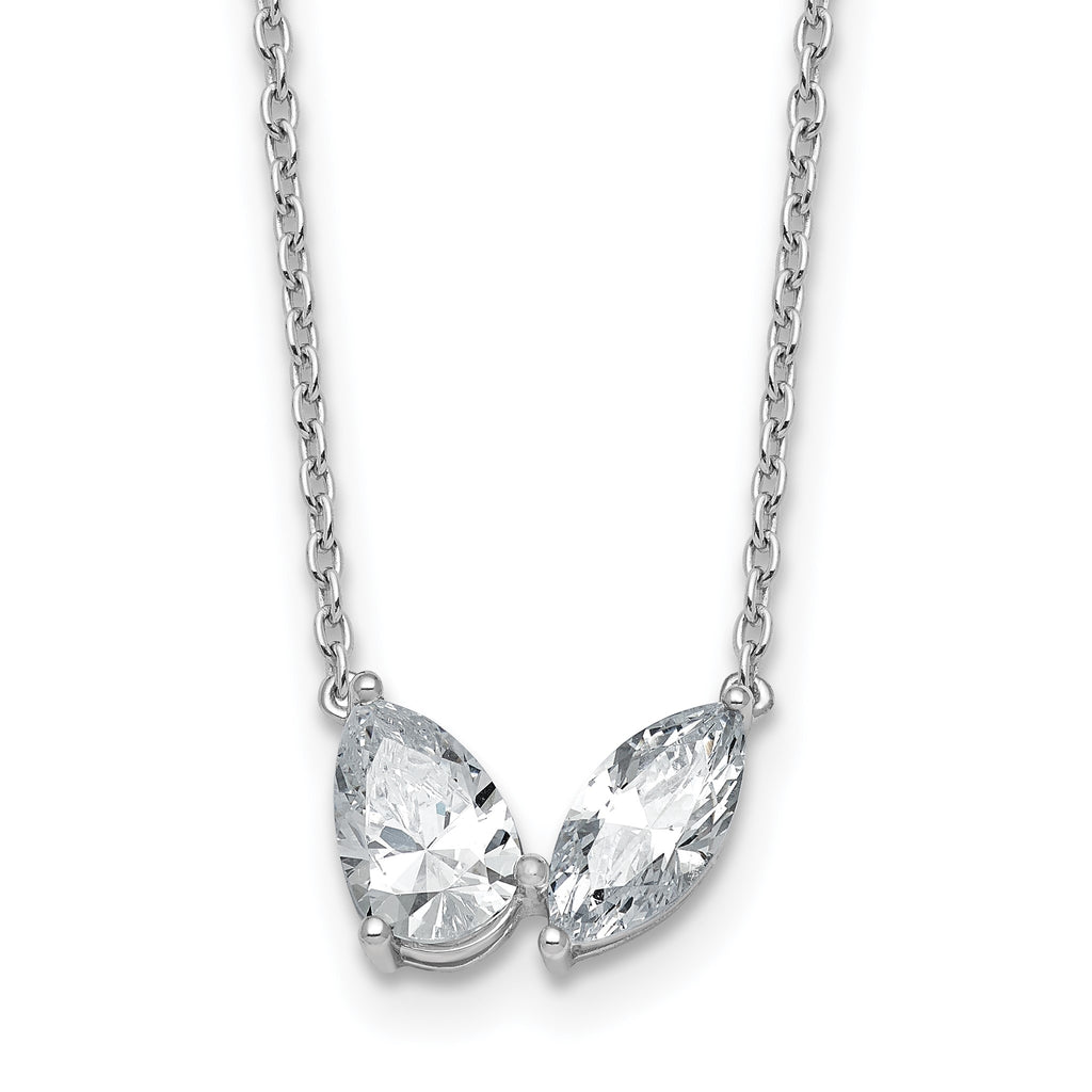 Lab-Grown Diamond Two-Stone Necklace in 14K White Gold (1 5/8 ct. tw.), 18 Inch - Sophia Jewelers