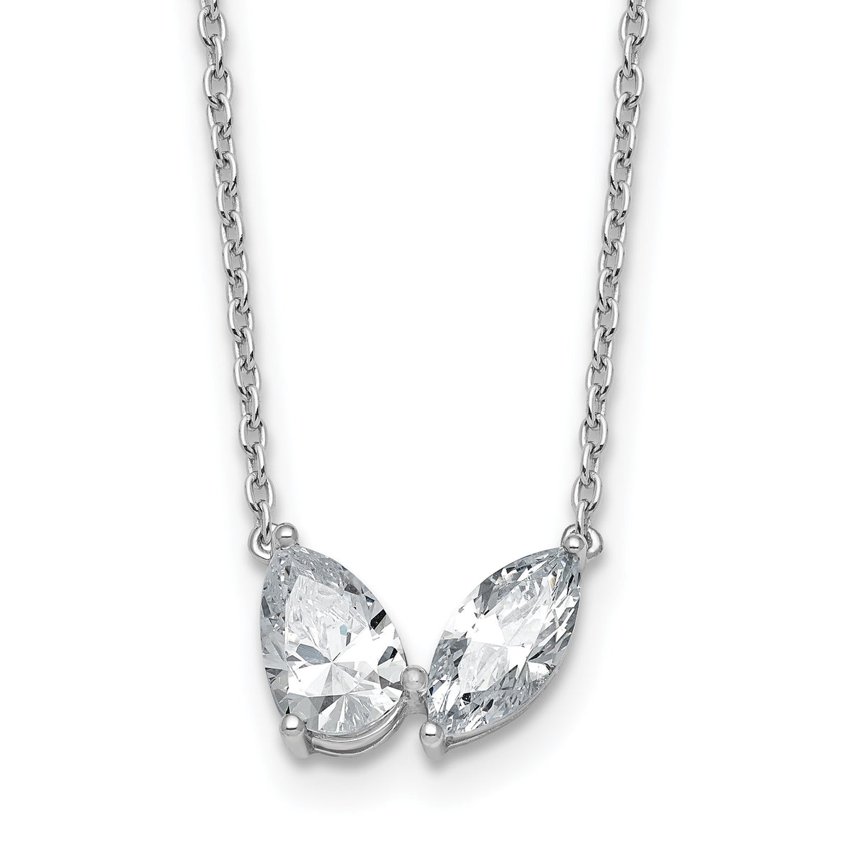 Lab-Grown Diamond Two-Stone Necklace in 14K White Gold (1 5/8 ct. tw.), 18 Inch - Sophia Jewelers