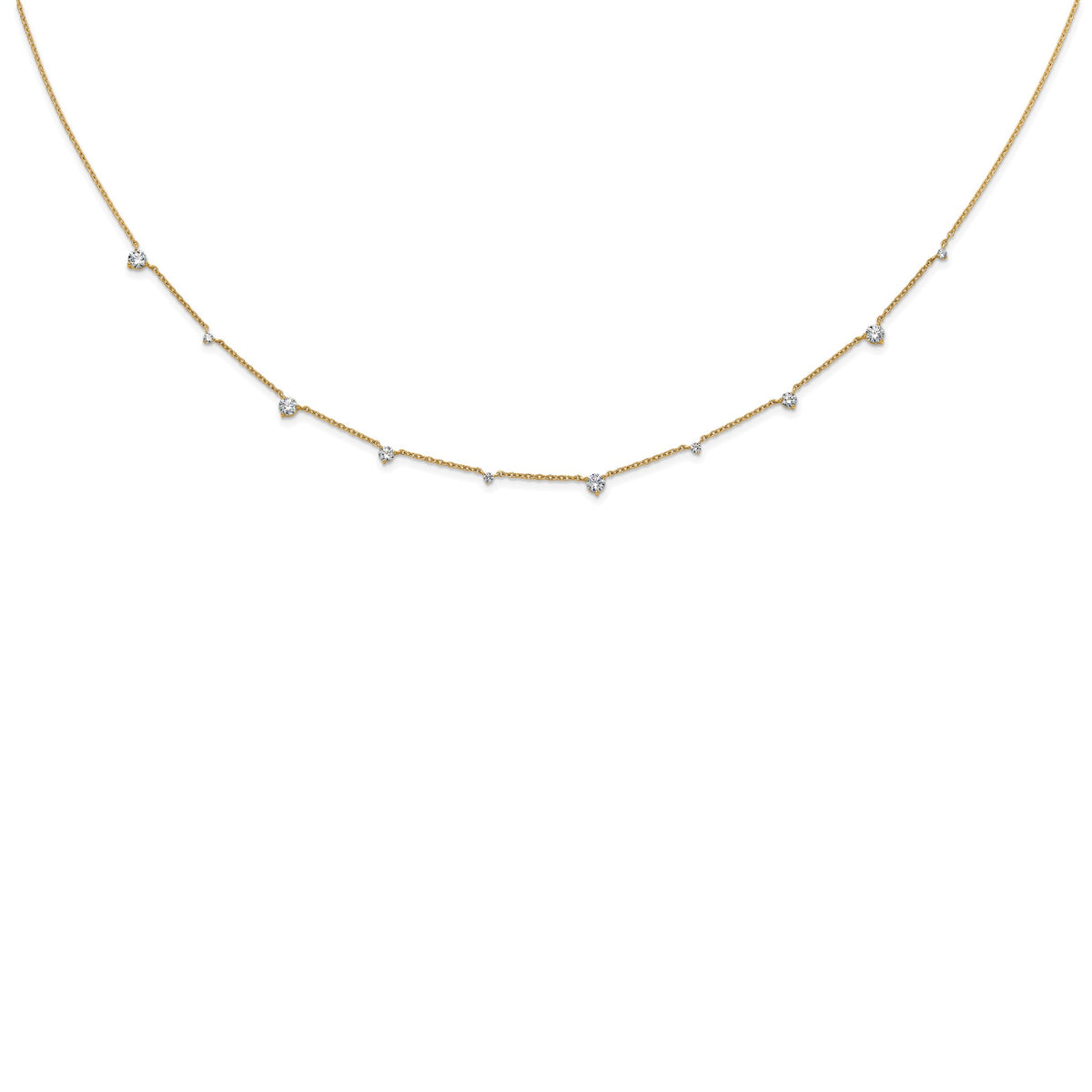 Lab-Grown Diamond Station Necklace in 14K Yellow Gold (2 1/10 ct. tw.), 16 Inch - Sophia Jewelers